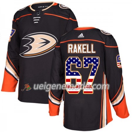 Herren Eishockey Anaheim Ducks Trikot Rickard Rakell 67 Adidas 2017-2018 Schwarz USA Flag Fashion Authentic